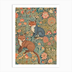 william morris Foxes In A Garden Art Print