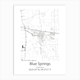 Blue Springs,United States Minimalist Map Art Print