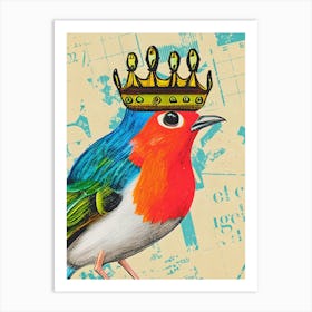 Robin With Crown Art Print