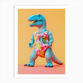 Pastel Toy Dinosaur In 80s Clothes 4 Art Print
