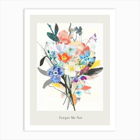 Forget Me Not 6 Collage Flower Bouquet Poster Art Print
