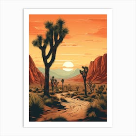  Retro Illustration Of A Joshua Trees At Dusk In Desert 6 Art Print