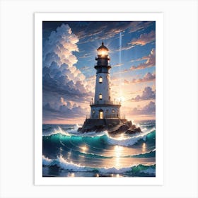 A Lighthouse In The Middle Of The Ocean 76 Art Print