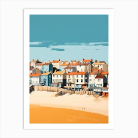 Abstract Illustration Of Southwold Beach Suffolk Orange Hues 4 Art Print