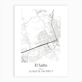 El Salto,Mexico Minimalist Map Art Print