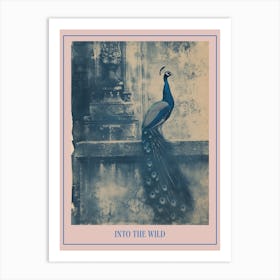 Peacock In A Church Abbey Cyanotype Inspired 1 Poster Art Print