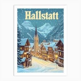 Aihrgdesign A Mid Century Modern Travel Poster For Hallstatt 2 Art Print