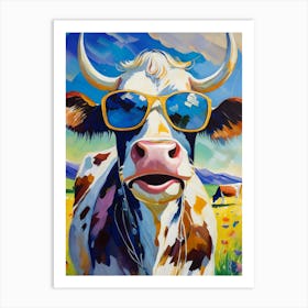 Cow In Sunglasses Art Print