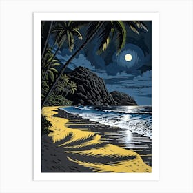 Hawaiian Beach At Night Art Print