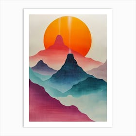 Sunset Over Mountains 1 Art Print