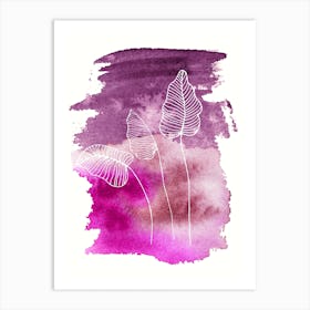 Alocasia leaves with background burgundy fucsia Art Print