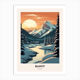 Winter Night  Travel Poster Banff Canada 3 Art Print