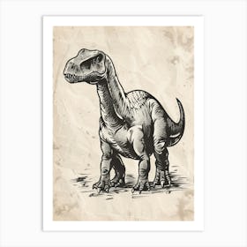 Giganotosaurus Dinosaur Black Ink Illustration 4 Art Print
