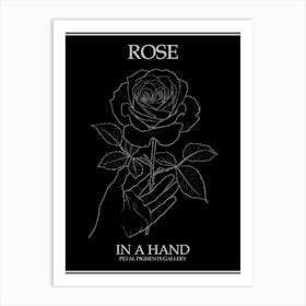 Rose In A Hand Line Drawing 2 Poster Inverted Art Print