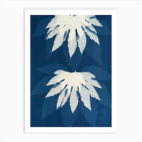 Blue cyanotype flower print Art Print