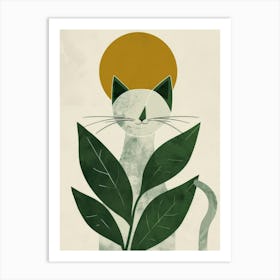 Cat With Leaves Canvas Print Art Print