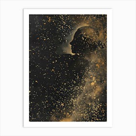 Silhouette Of A Woman In Space Art Print