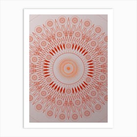 Geometric Abstract Glyph Circle Array in Tomato Red n.0038 Art Print