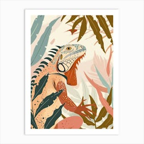 Brown Cuban Iguana Abstract Modern Illustration 1 Art Print