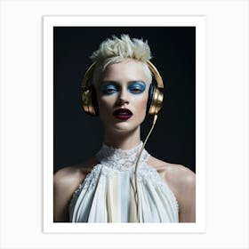 Woman With Headphones 67 Art Print