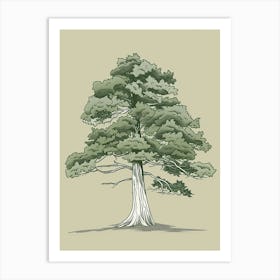 Cedar Tree Minimalistic Drawing 4 Art Print