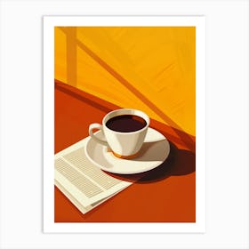 Cup Of Coffee and Books Modern Creative Art Print