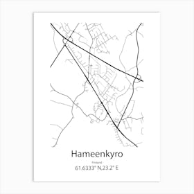 Hameenkyro,Finland Minimalist Map Art Print