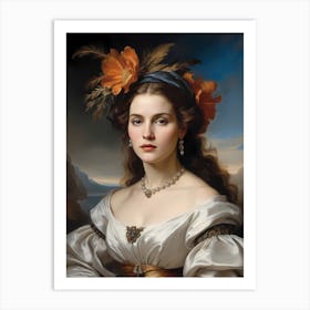 Elegant Classic Woman Portrait Painting (33) Art Print