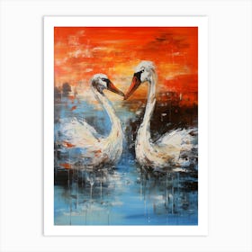 Swans Abstract Expressionism 3 Art Print