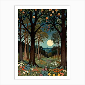 william morris Moonlight In The Woods 1 Art Print