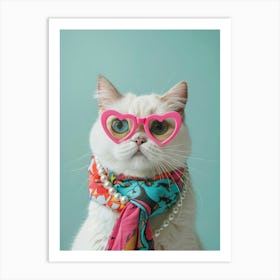 Cute Cat In Glasses Art Print