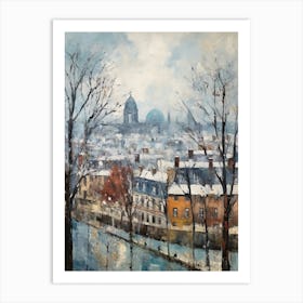 Winter City Park Painting Parc De Belleville Paris France 1 Art Print