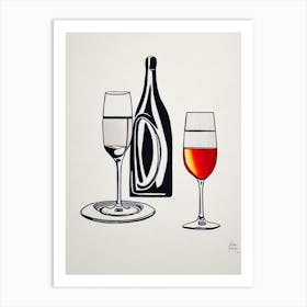 American Sparkling Wine Picasso 2 Line Drawing Cocktail Poster Art Print