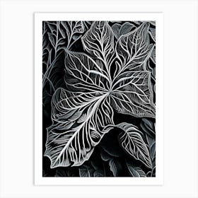 Mint Leaf Linocut 4 Art Print