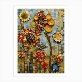 Mosaic Flower Wall Art Art Print