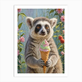 Ice Cream Cone Lemur no2 Art Print