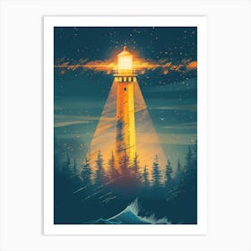 Lighthouse At Night 15 Art Print