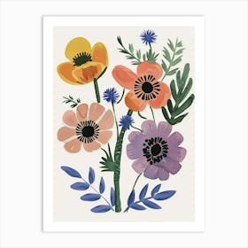Painted Florals Anemone 2 Art Print