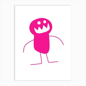 Kids Art Pink Mascot Monster Art Print