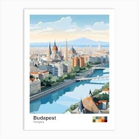 Budapest, Hungary, Geometric Illustration 3 Poster Art Print