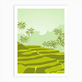 Tegalalang Rice Terraces, Bali, Indonesia - Retro Greens Art Print