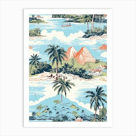 Bora Bora In French Polynesia, Inspired Travel Pattern 2 Art Print