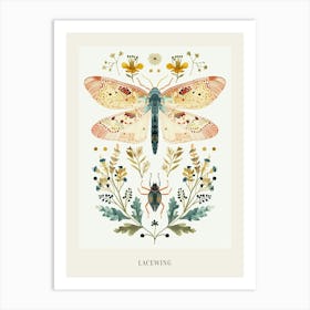 Colourful Insect Illustration Lacewing 2 Poster Art Print