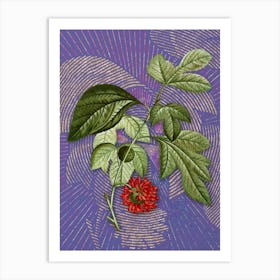 Vintage Paper Mulberry Flower Botanical Illustration on Veri Peri n.0644 Art Print
