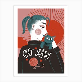 Cat Lady 1 Art Print
