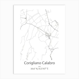 Corigliano Calabro,Italy Minimalist Map Art Print