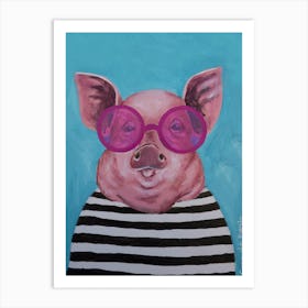 Stripy Pig Art Print