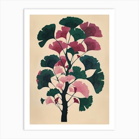 Ginkgo Tree Colourful Illustration 1 Art Print