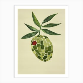 Disco Ball Olive Mosaic Painting Kitchen Art Print