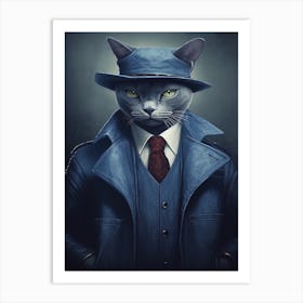 Gangster Cat Russian Blue 4 Art Print